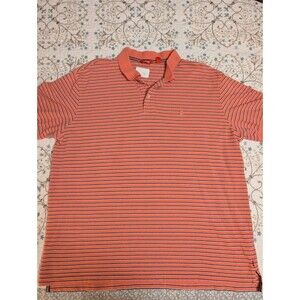 IZOD Golf Polo Shirt Men's 2XL Bright Orange Stripe Casual